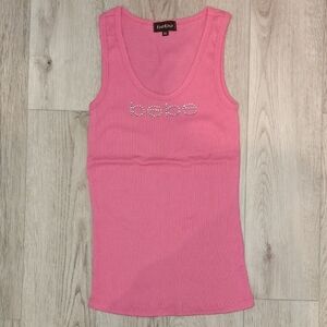 NWOT Vintage Bebe Barbiecore Pink Rhinestone Tank Top